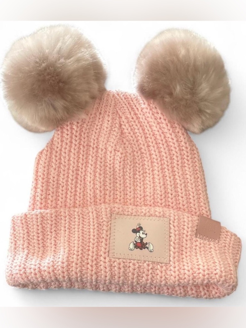 Disney love your melon  Pink Knit Beanie with Faux Fur Pom Poms - Minnie Patch